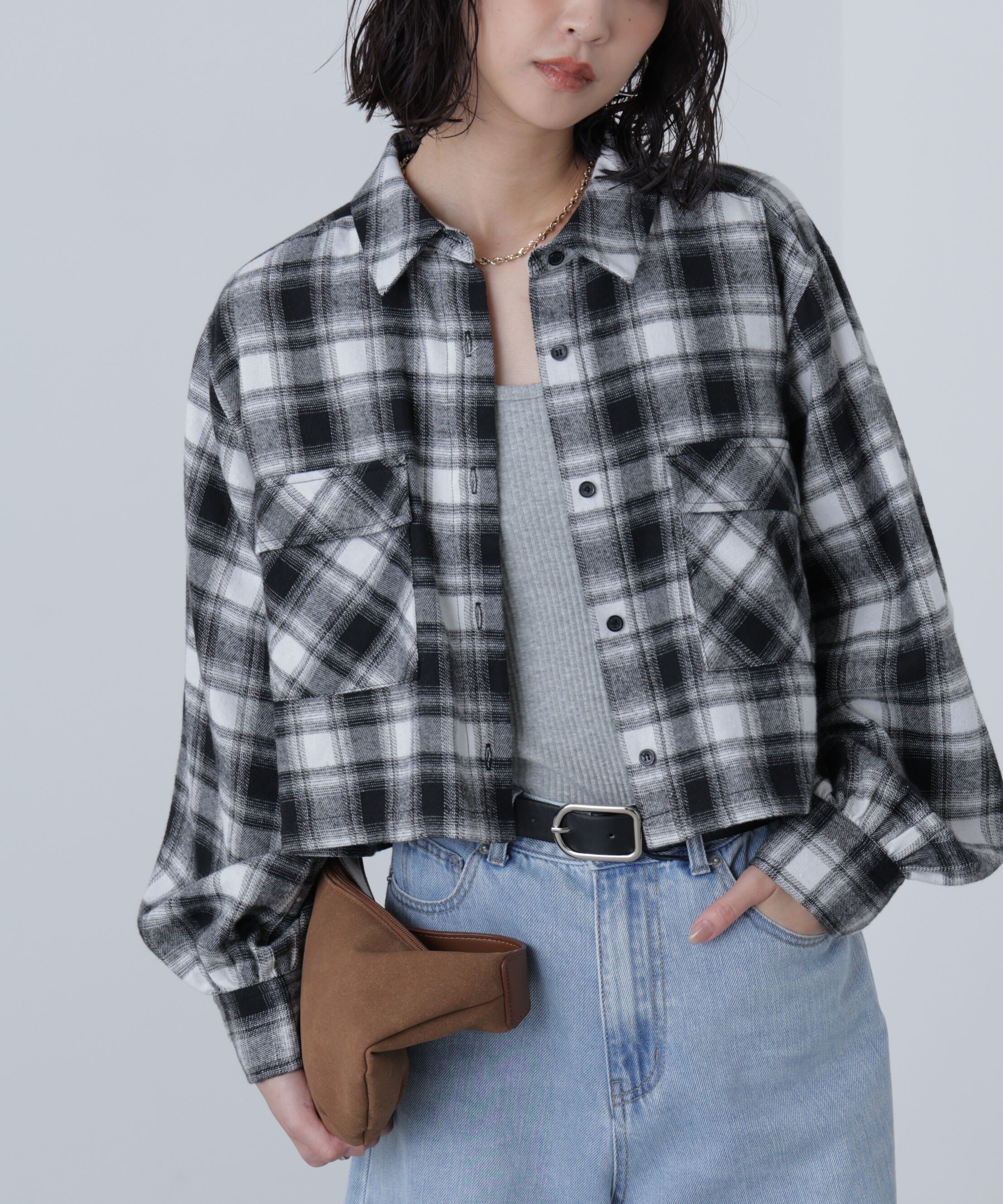  「ビッグポケットショート丈シャツ」|シャツ・ブラウス|