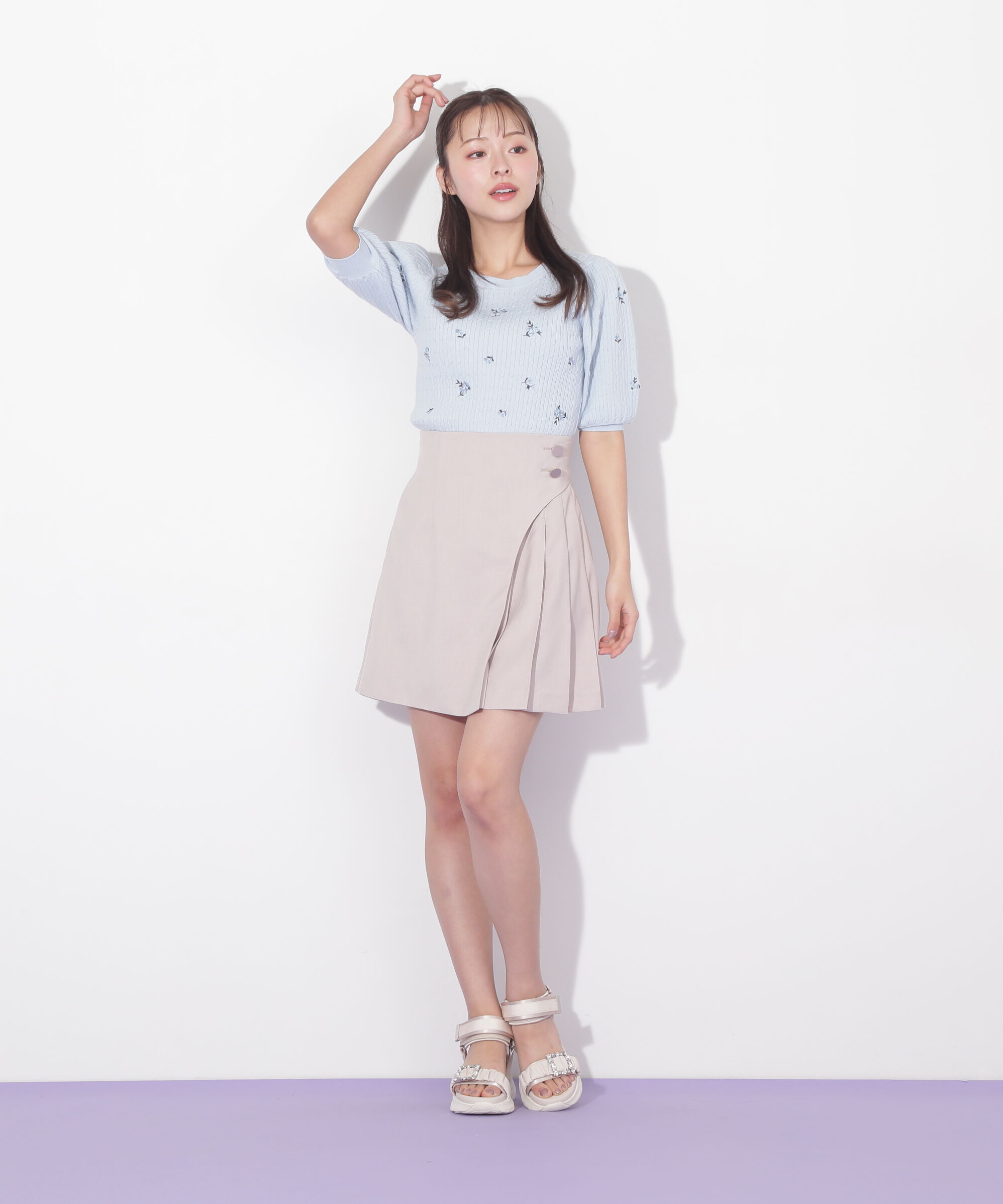  「フラワーエンブロイダリーコンパクトニット」|ニット・セーター|