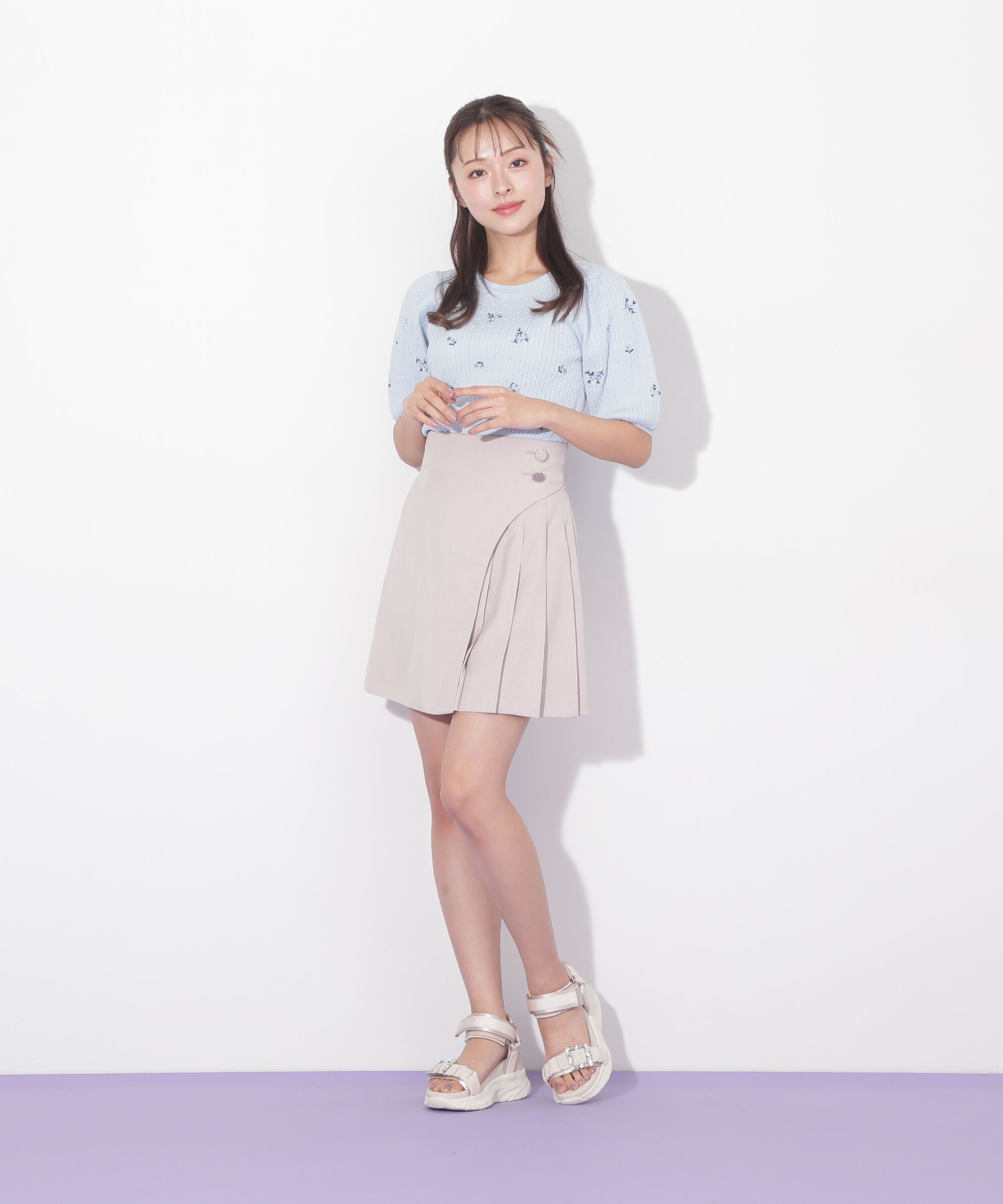  「フラワーエンブロイダリーコンパクトニット」|ニット・セーター|