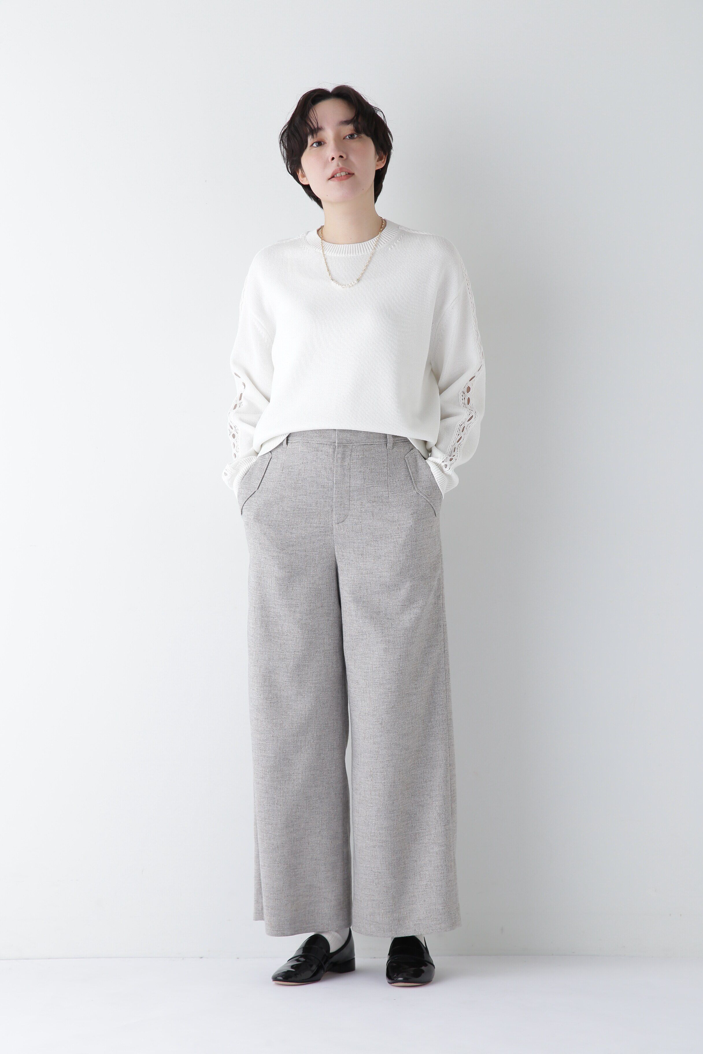  「◆リングミックスツィードセミワイドパンツ」|その他|