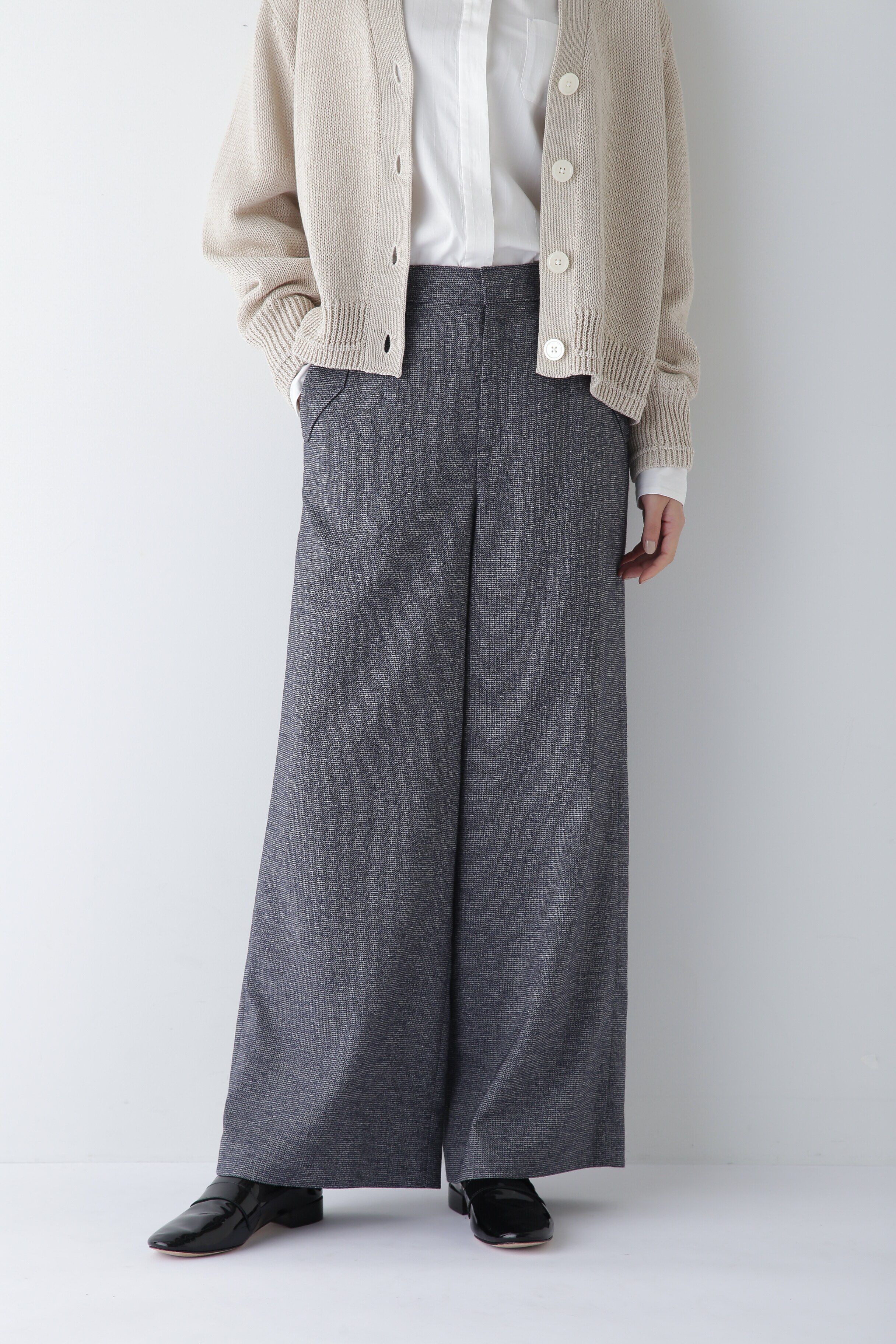  「◆リングミックスツィードセミワイドパンツ」|その他|ネイビー