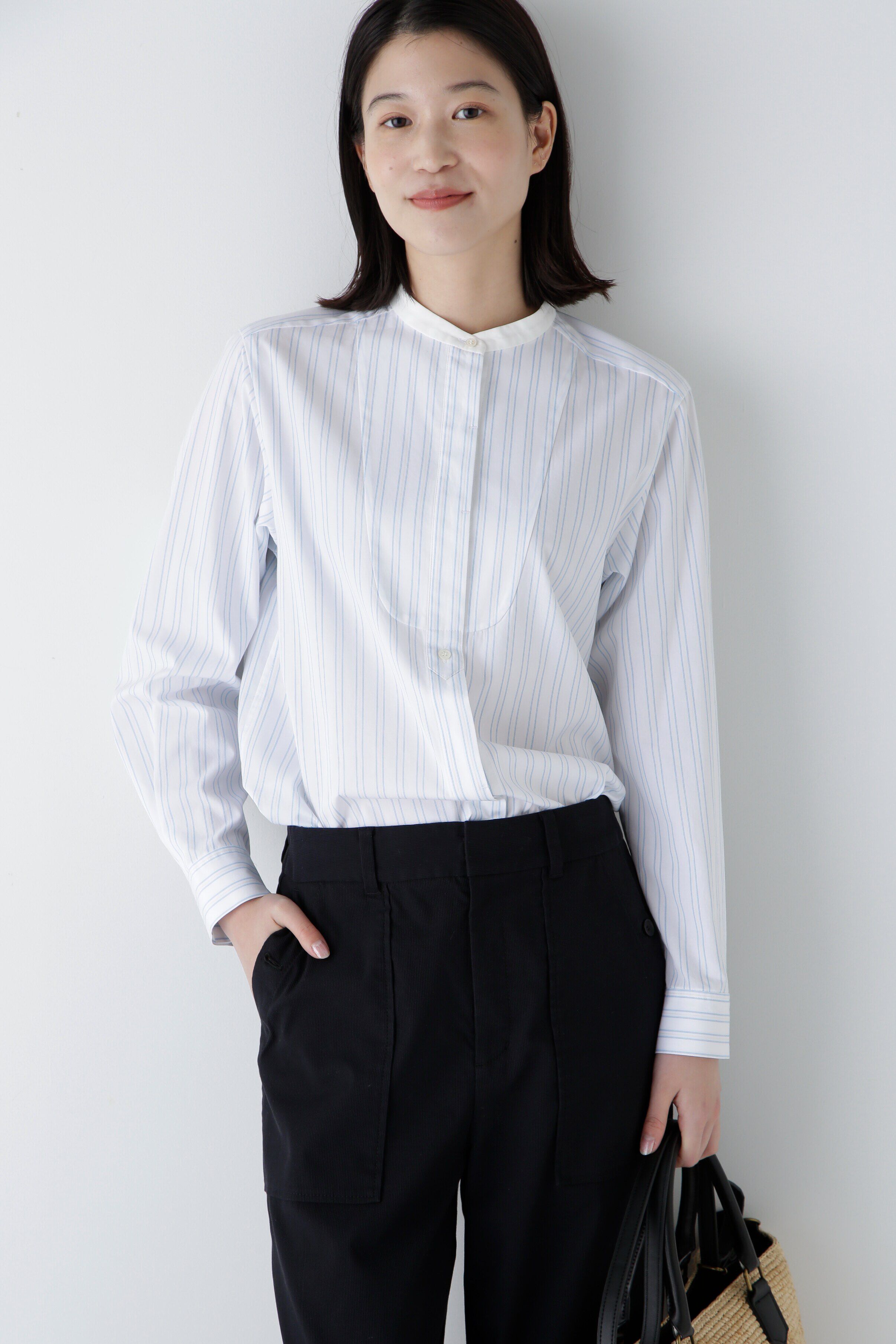  「◆コットンドビーストライプクレリックシャツ」|シャツ・ブラウス|ホワイト3