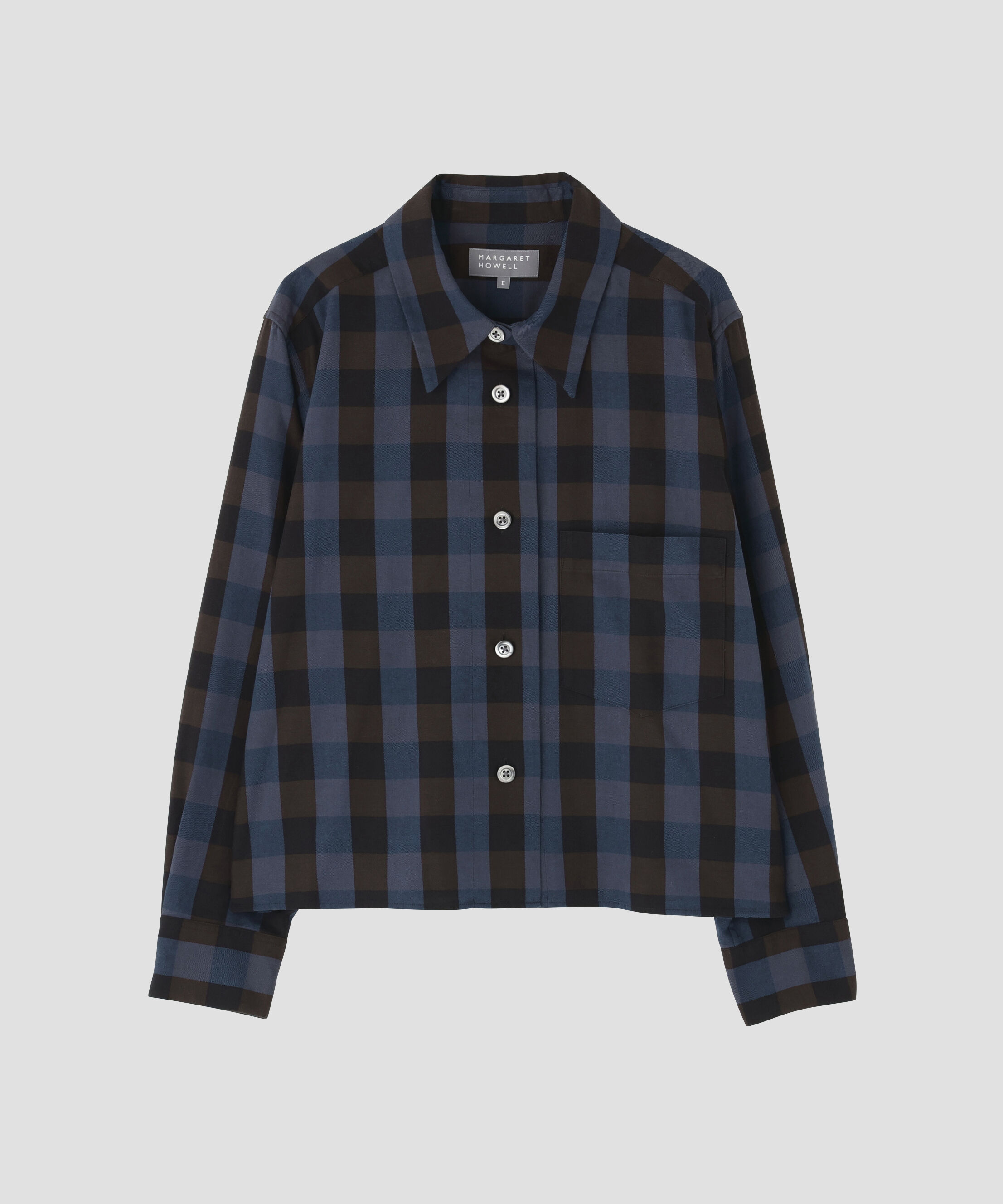  「COTTON CASHMERE CHECK SHIRT」|シャツ・ブラウス|BLUE