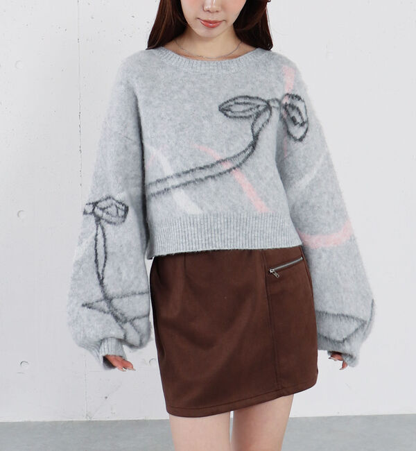 archives「リボンジャガードショートニットプルオーバー」|ニット・セーター|