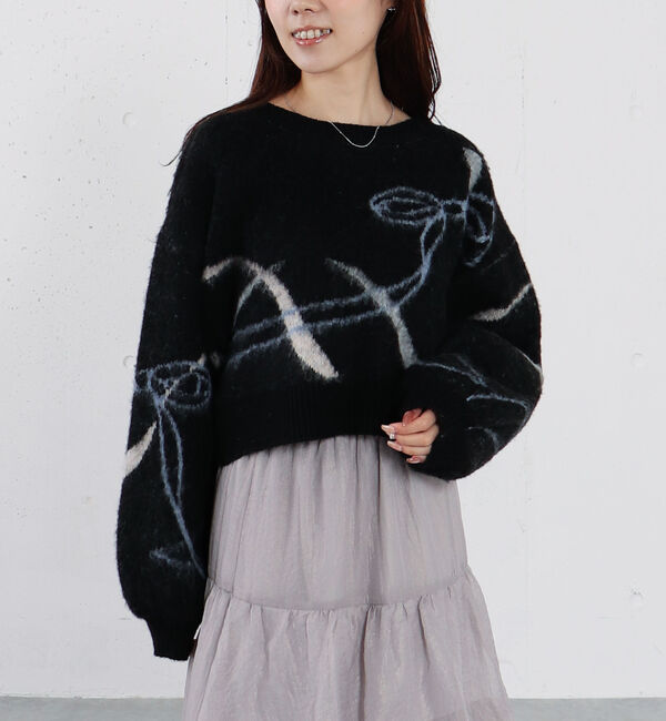 archives「リボンジャガードショートニットプルオーバー」|ニット・セーター|