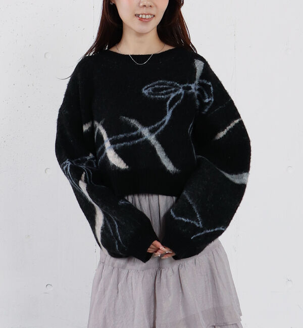 archives「リボンジャガードショートニットプルオーバー」|ニット・セーター|