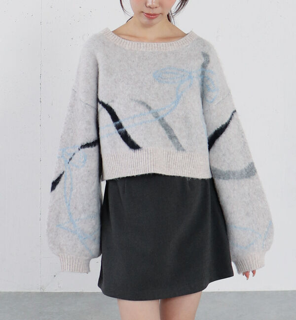 archives「リボンジャガードショートニットプルオーバー」|ニット・セーター|