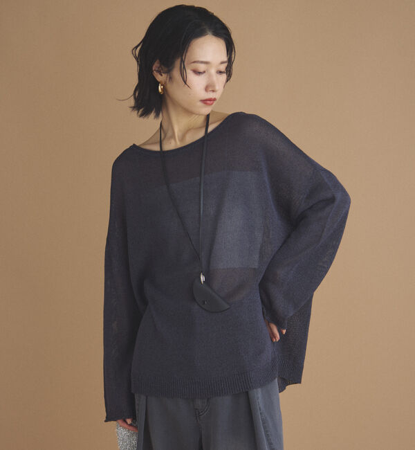 Doux archives「ペーパーヤーンプルオーバー」|ニット・セーター|CHARCOAL GRAY