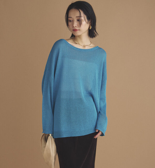 Doux archives「ペーパーヤーンプルオーバー」|ニット・セーター|BLUE