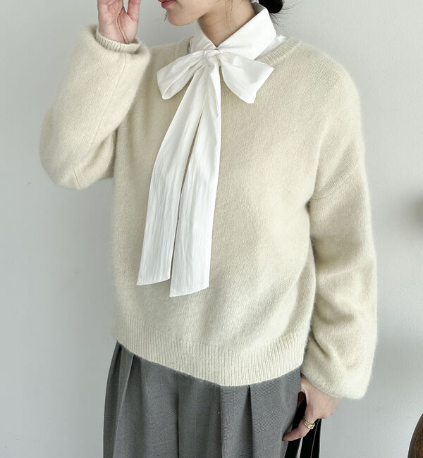 Doux archives「【ラクーンＭＩＸ】ファーニットボートネックプルオーバー」|ニット・セーター|