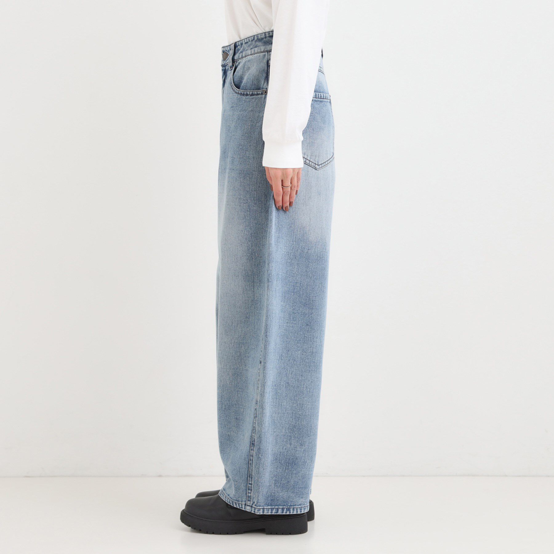 SHOO･LA･RUE「【S-LL】立体カーブデニムパンツ」|デニム|