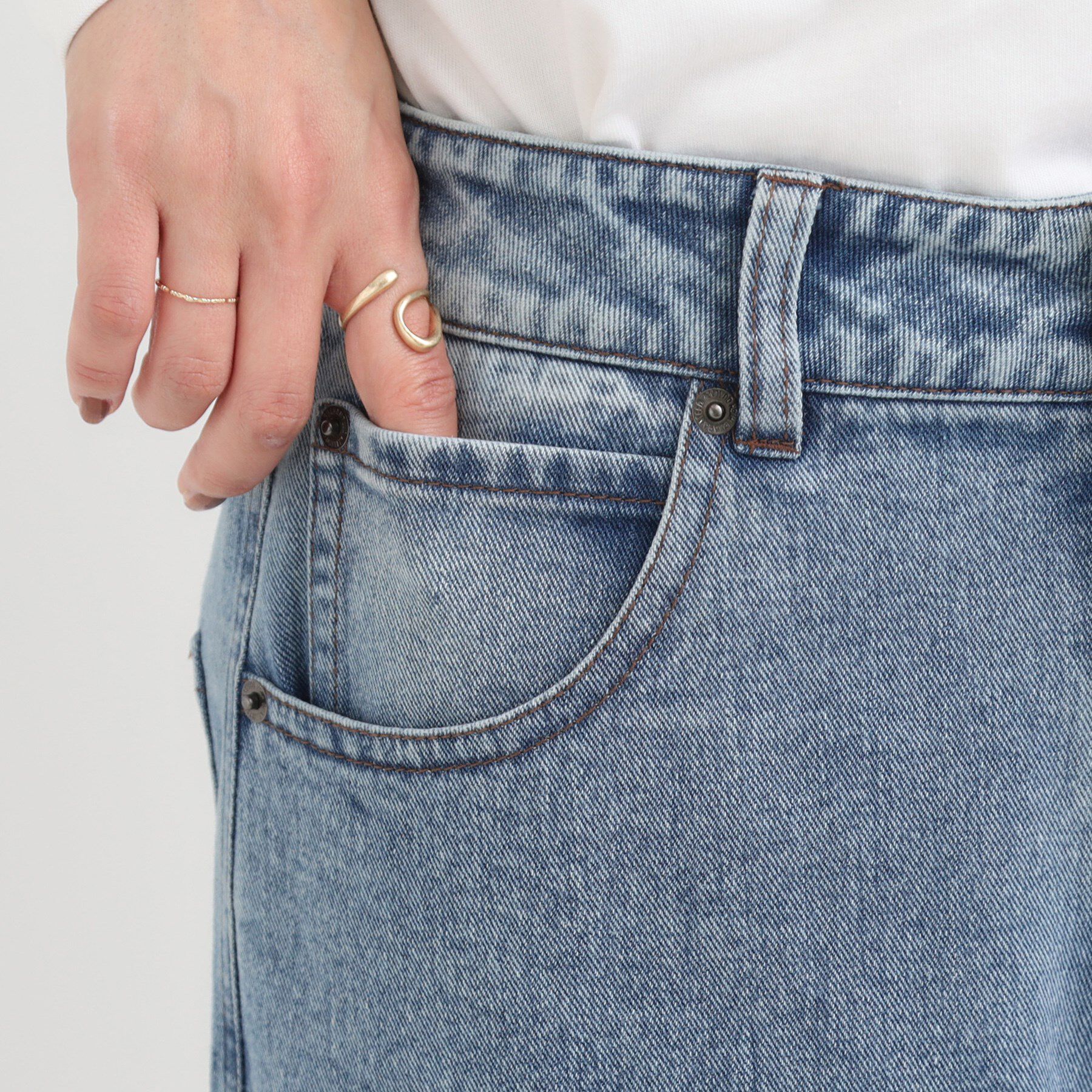 SHOO･LA･RUE「【S-LL】立体カーブデニムパンツ」|デニム|