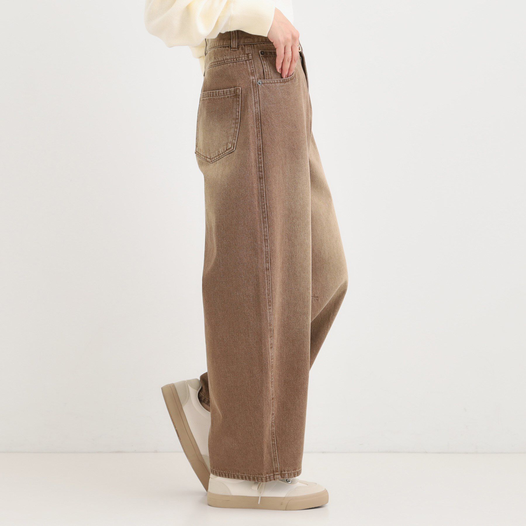 SHOO･LA･RUE「【S-LL】立体カーブデニムパンツ」|デニム|