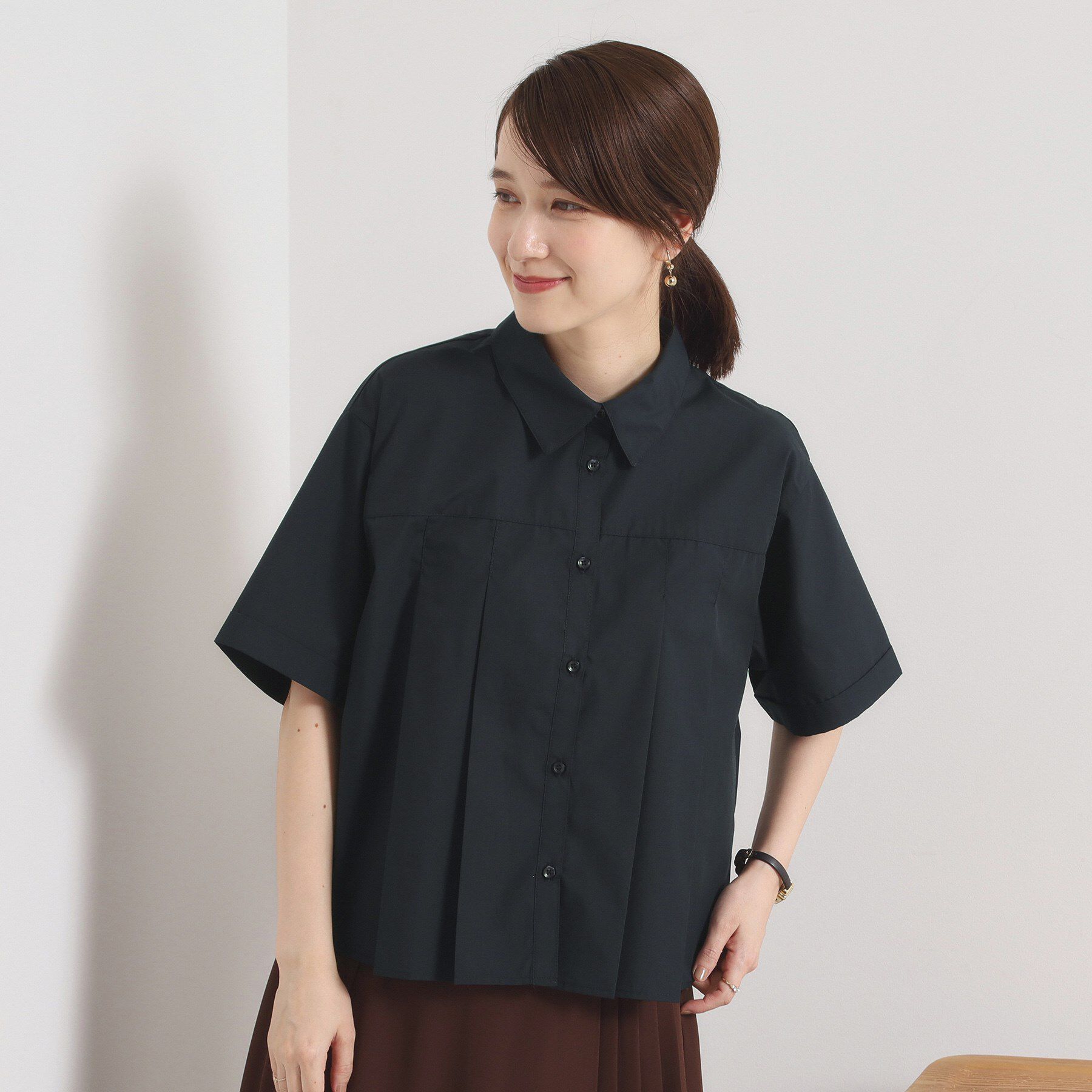 ITS&rsquo;DEMO「【洗濯機OK】プリーツブラウス」|シャツ・ブラウス|ネイビー(094)