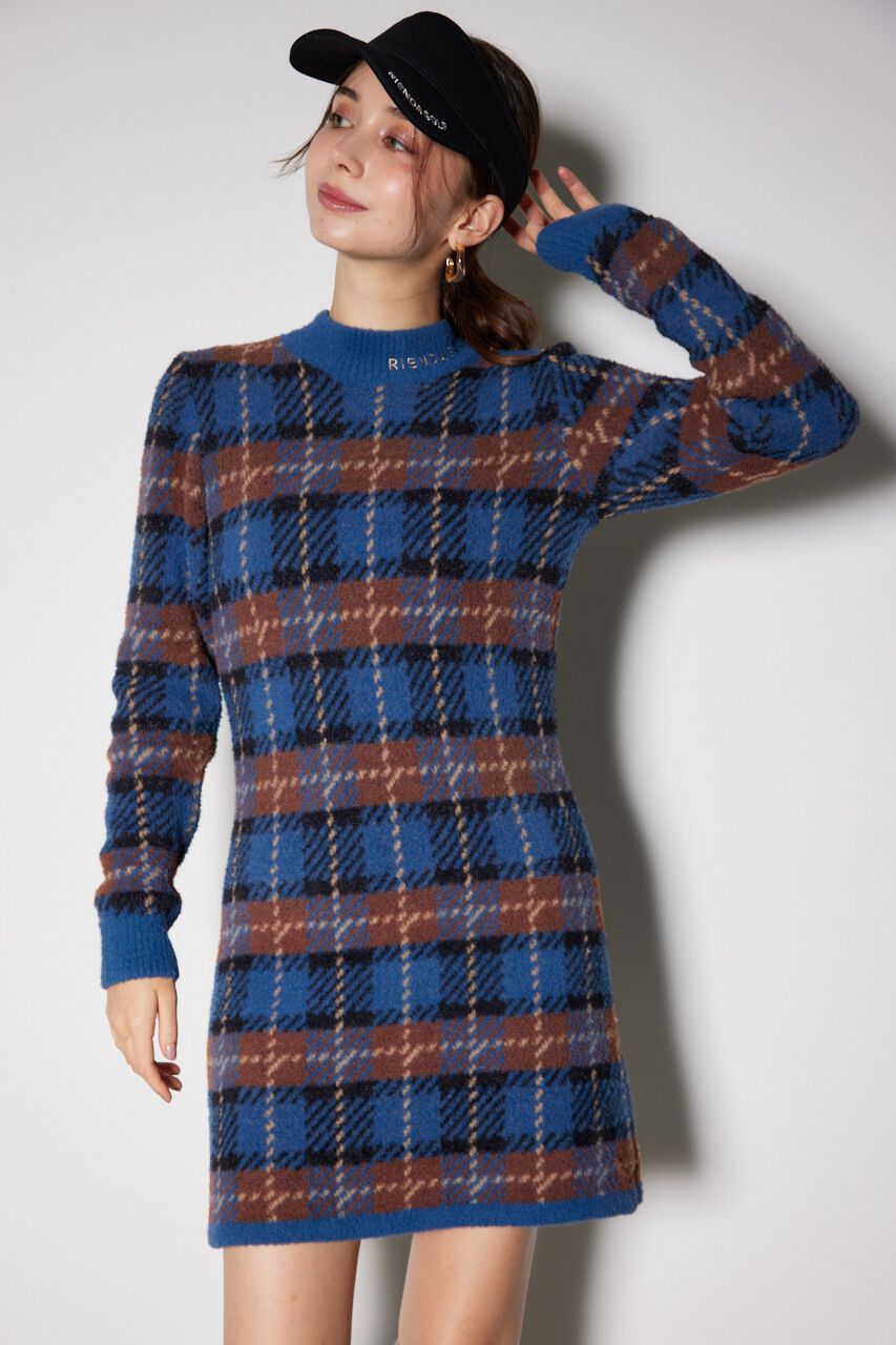 rienda「タータンチェックタイトニットワンピース」|ワンピース|