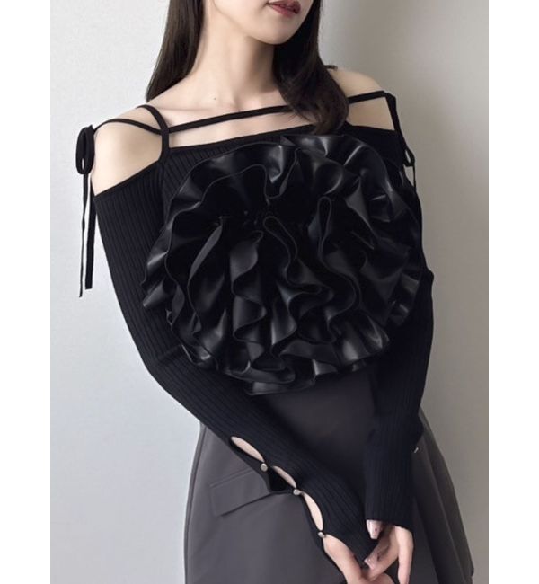 dazzlin「モチーフフラワービスチェ」|キャミソール|ブラック
