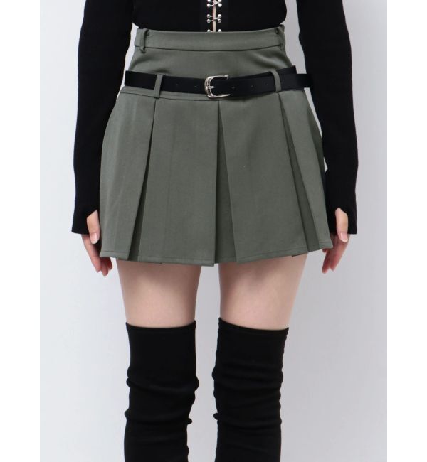 EMODA「レイヤーベルトプリーツスカート」|スカート|グレー