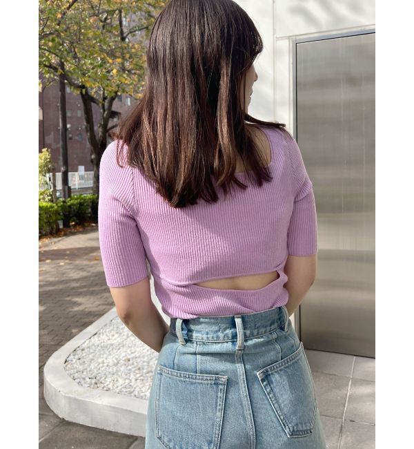 MERCURYDUO「ナローストラップバックスリットリブニット」|ニット・セーター|