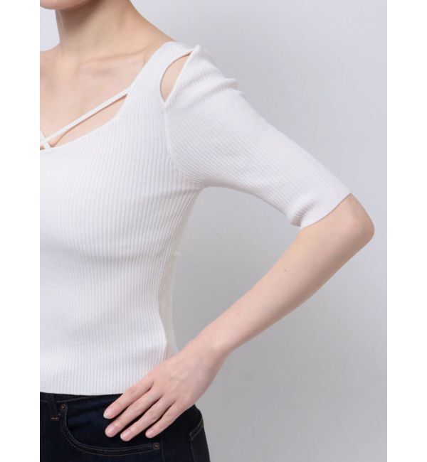 MERCURYDUO「ナローストラップバックスリットリブニット」|ニット・セーター|