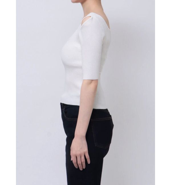 MERCURYDUO「ナローストラップバックスリットリブニット」|ニット・セーター|