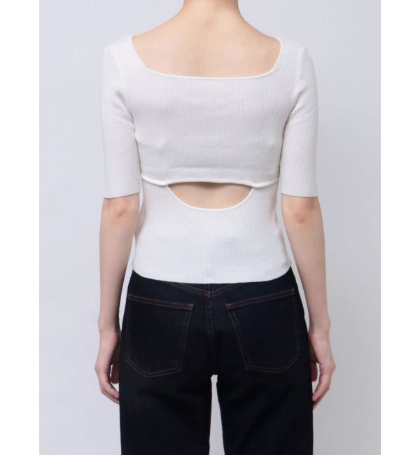 MERCURYDUO「ナローストラップバックスリットリブニット」|ニット・セーター|