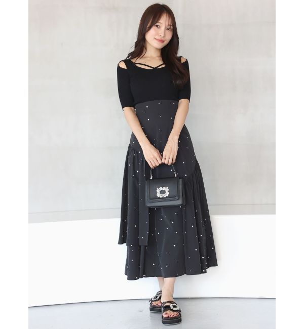 MERCURYDUO「ナローストラップバックスリットリブニット」|ニット・セーター|