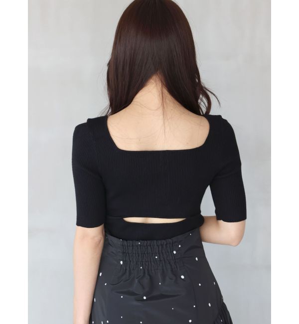 MERCURYDUO「ナローストラップバックスリットリブニット」|ニット・セーター|