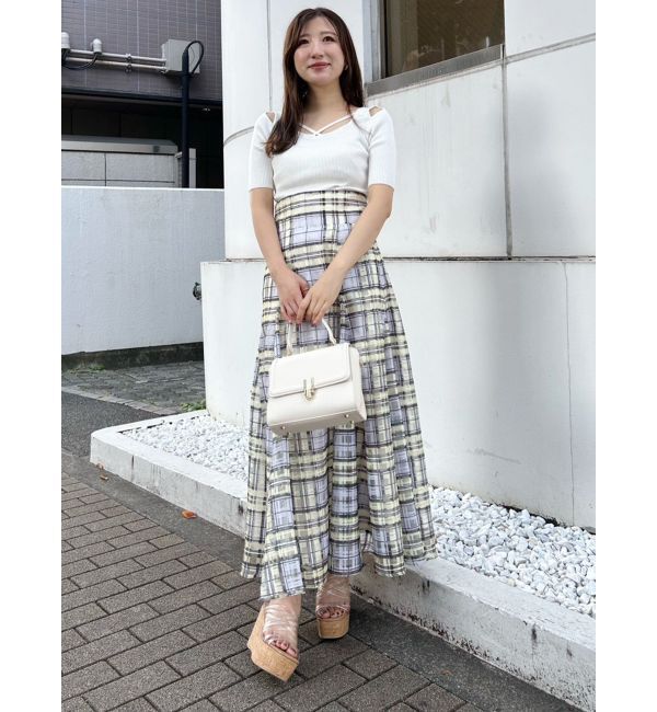 MERCURYDUO「ナローストラップバックスリットリブニット」|ニット・セーター|