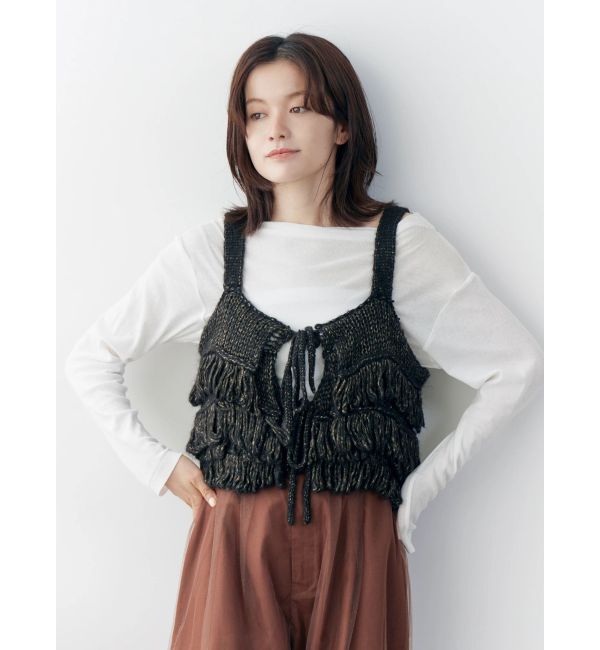 Ungrid「マルチウェイフリンジデザインニットビスチェ」|ニット・セーター|ブラック
