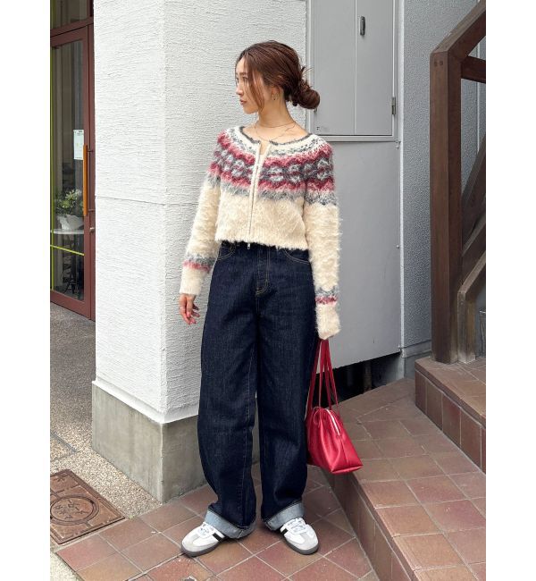 Ungrid「【WEB限定】求心柄ショートジップニット」|ニット・セーター|