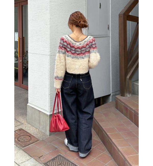 Ungrid「【WEB限定】求心柄ショートジップニット」|ニット・セーター|