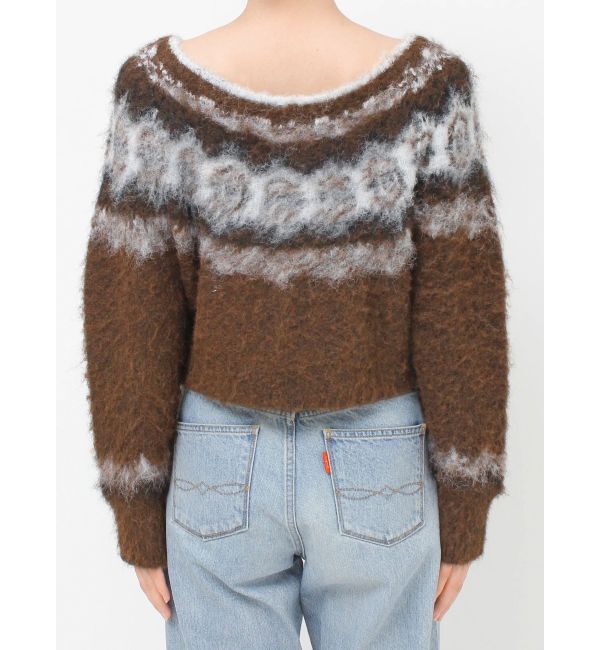 Ungrid「【WEB限定】求心柄ショートジップニット」|ニット・セーター|