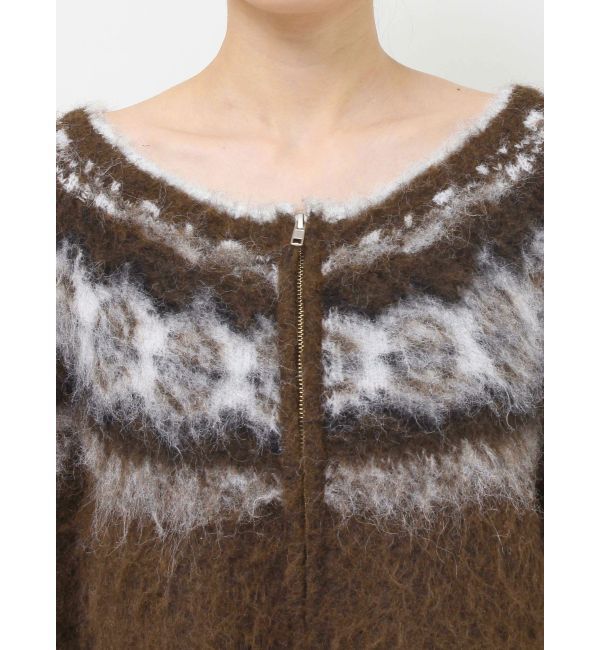 Ungrid「【WEB限定】求心柄ショートジップニット」|ニット・セーター|