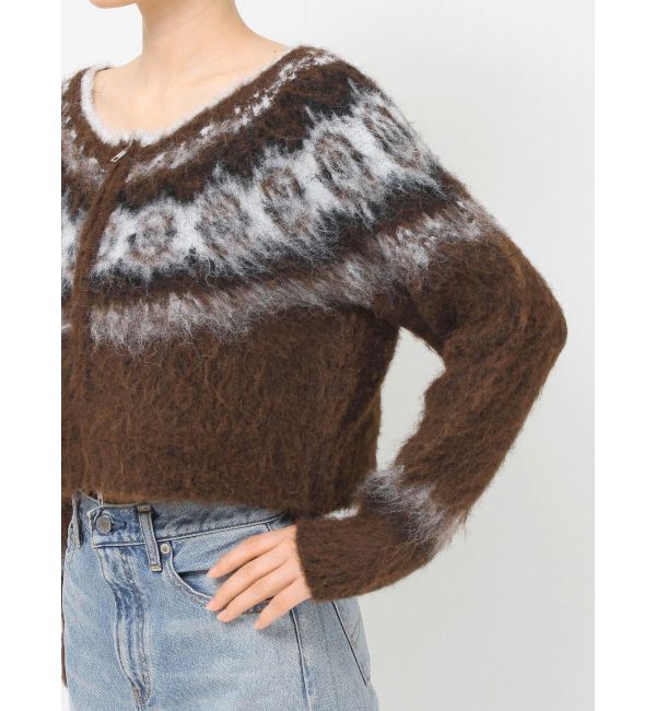 Ungrid「【WEB限定】求心柄ショートジップニット」|ニット・セーター|