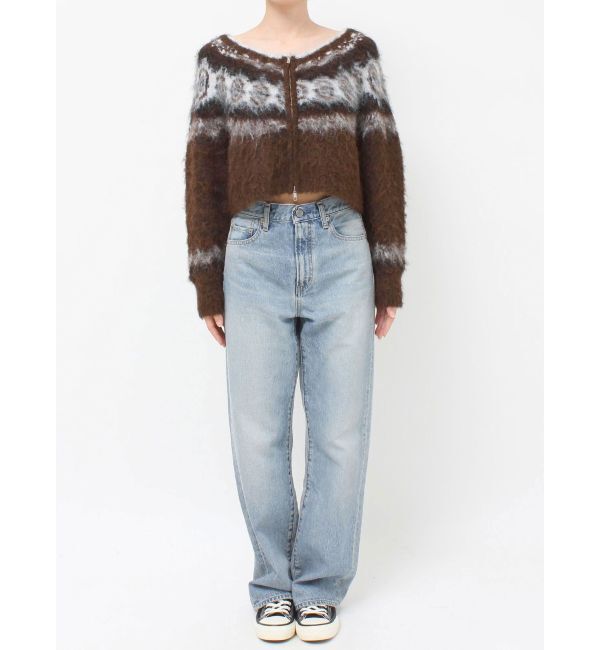 Ungrid「【WEB限定】求心柄ショートジップニット」|ニット・セーター|