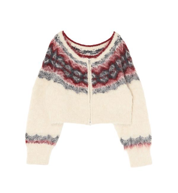 Ungrid「【WEB限定】求心柄ショートジップニット」|ニット・セーター|