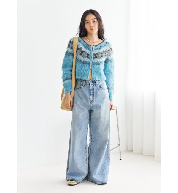 Ungrid「【WEB限定】求心柄ショートジップニット」|ニット・セーター|