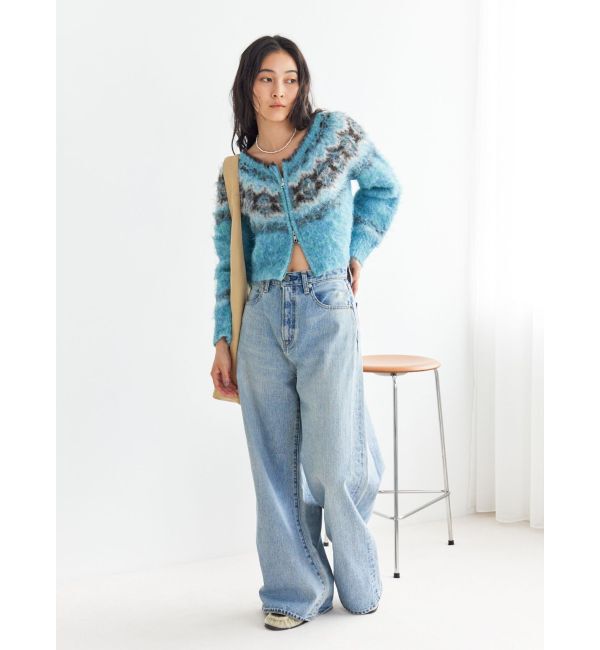 Ungrid「【WEB限定】求心柄ショートジップニット」|ニット・セーター|