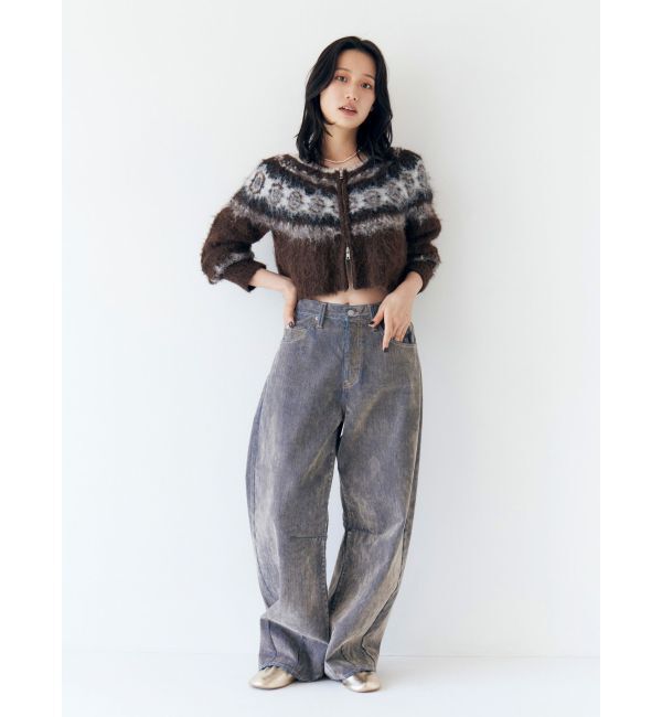 Ungrid「【WEB限定】求心柄ショートジップニット」|ニット・セーター|