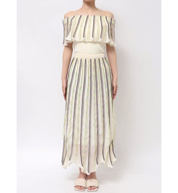 LAGUNAMOON「MIXストライプアシメヘムニットスカート」|スカート|