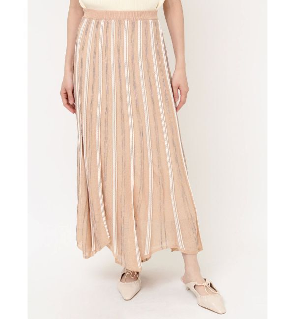 LAGUNAMOON「MIXストライプアシメヘムニットスカート」|スカート|