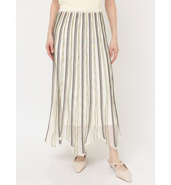 LAGUNAMOON「MIXストライプアシメヘムニットスカート」|スカート|
