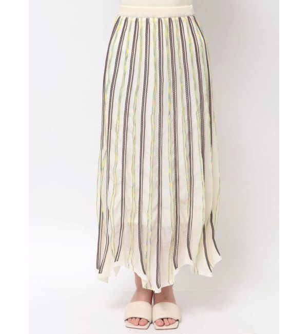 LAGUNAMOON「MIXストライプアシメヘムニットスカート」|スカート|