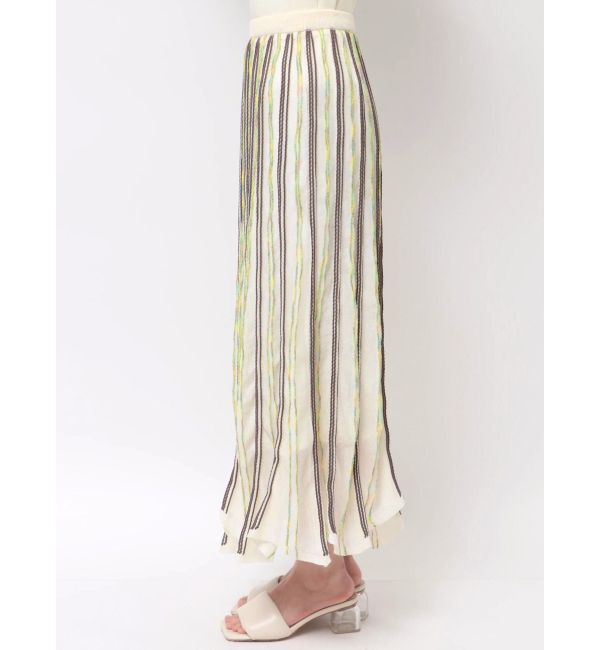 LAGUNAMOON「MIXストライプアシメヘムニットスカート」|スカート|