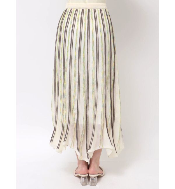 LAGUNAMOON「MIXストライプアシメヘムニットスカート」|スカート|