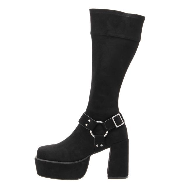 EVRIS「スタッズストレッチミドルブーツ」|ロングブーツ|