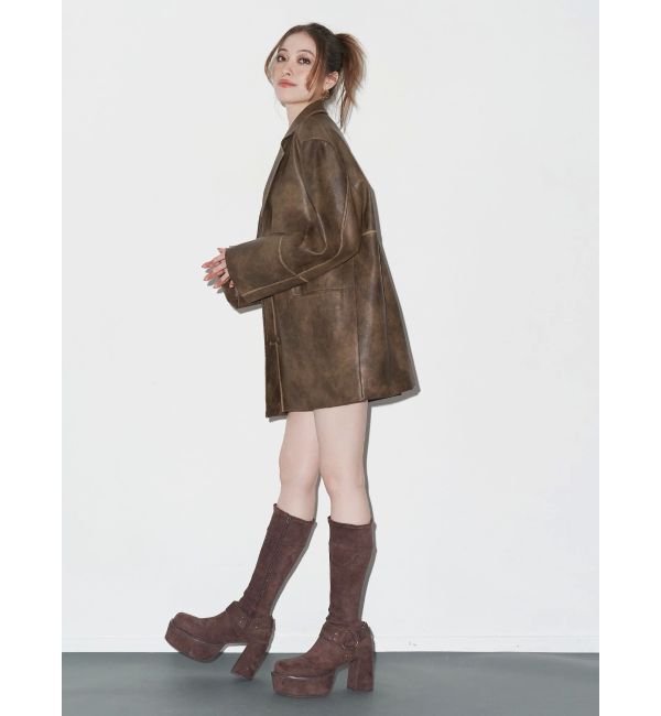 EVRIS「スタッズストレッチミドルブーツ」|ロングブーツ|