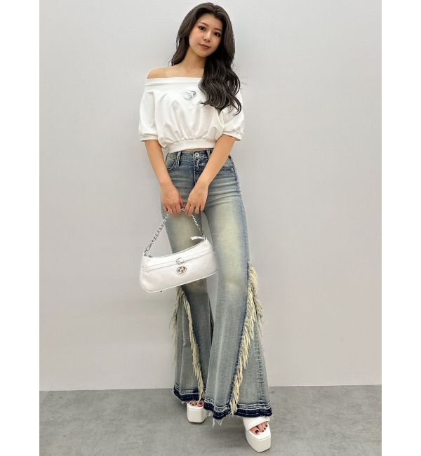 GYDA「GDエンボスオフショルトップス」|Tシャツ・カットソー|