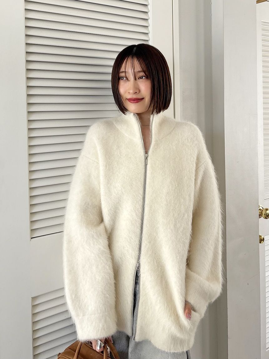 SNIDEL「アルパカシャギージップコート」|ブルゾン・スタジャン|IVR