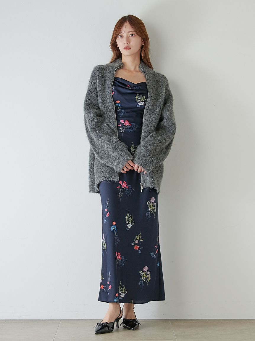 SNIDEL「アルパカシャギージップコート」|ブルゾン・スタジャン|